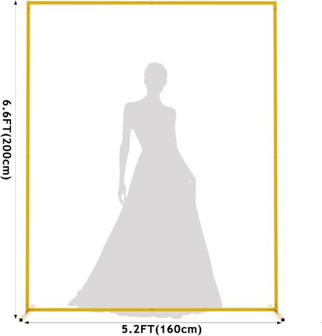 Asee'm 6.6FTx6.6FT الذهب الزفاف قوس خلفية حامل مربع معدني مستطيل إطار قوس لحفل عيد ميلاد الزفاف الطفل دش الذكرى أربور بالون الديكور in Kuwait