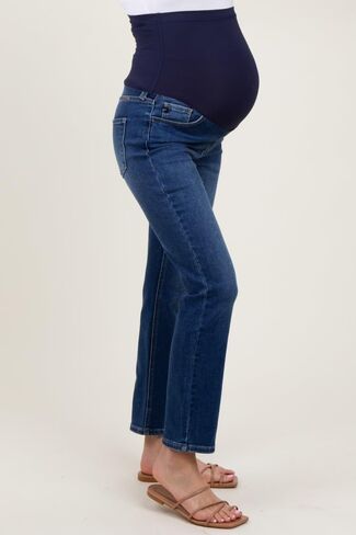 PinkBlush Navy Dark Wash Slim Straight Maternity Jeans in Saudi Arabia