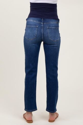 PinkBlush Navy Dark Wash Slim Straight Maternity Jeans in Saudi Arabia