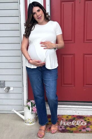 PinkBlush Navy Dark Wash Slim Straight Maternity Jeans in Saudi Arabia