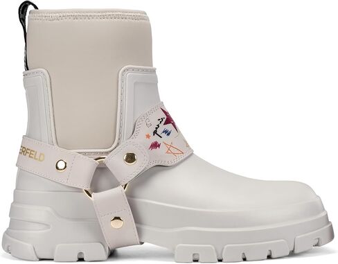 KARL LAGERFELD Women's Ranelle Lug Sole Rainboot with Graffiti Design Combat Boot in Kuwait