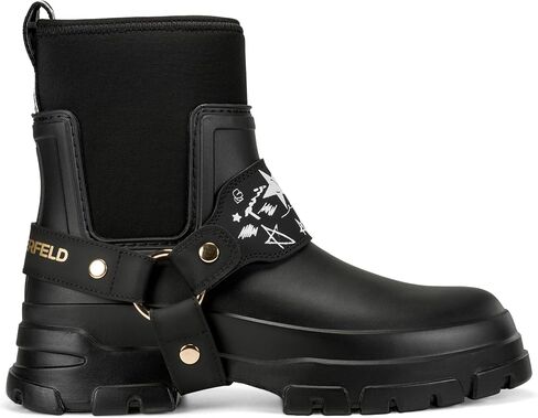 KARL LAGERFELD Women's Ranelle Lug Sole Rainboot with Graffiti Design Combat Boot in Kuwait