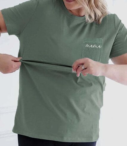 Breastfeeding Shirts for Women Mama Zipper Nursing Tops Distressed Maternity Tees Pregnancy Clothes with Pocket in Kuwait