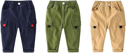 Boys Cargo Jeans Toddler Baby Denim Pants Elastic Waist Baggy Jeans Wide Leg Cargo Pants Denim Trousers with Pockets in Saudi Arabia