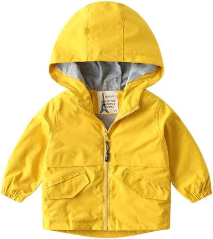 Boys Boys Girls Yellow Rain Jackets Lightweight Windbreakers Hooded Raincoats For Kids in Saudi Arabia