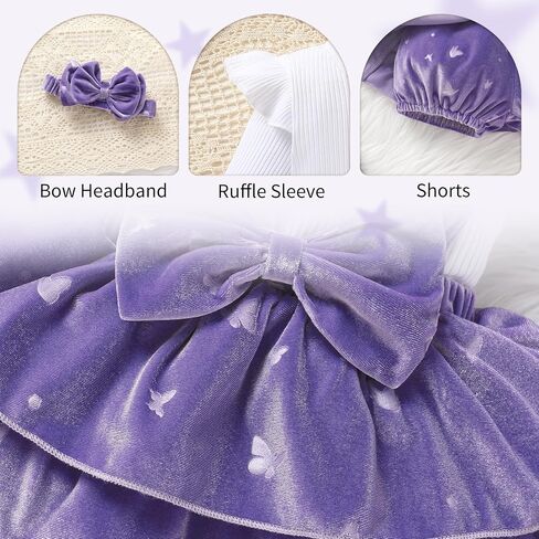 YOUNGER TREE Baby Girl Clothes Winter Outfit Long Sleeve Romper Newborn Fall Corduroy Suspender Skirt Set with Headband in Saudi Arabia
