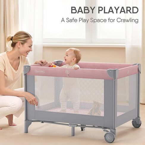 مهد أطفال 4 في 1 مع ساحة لعب وعش للنوم وطاولة تغيير وناموسية ومظلة وتخزين وألعاب للأطفال حديثي الولادة وحتى الأطفال الصغار in Kuwait