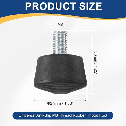 PATIKIL Rubber Foot Spike, Universal Anti-Slip 3/8 Inch Thread Rubber Tripod Foot Spikes for Monopod Legs Pad Replacement Parts Designed on Smooth Uneven Surface (33x27mm) in Saudi Arabia
