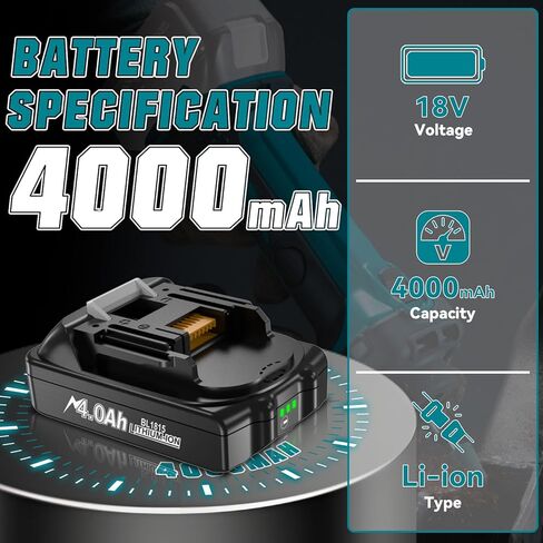 Bonacell 2Pack 4000mAh بديل لماكيتا 18V بطارية ليثيوم أيون BL1815 BL1815N BL1820 BL1820B BL1830 BL1840 BL1840B BL1850 BL1840B BL1860 BL1840B in Kuwait