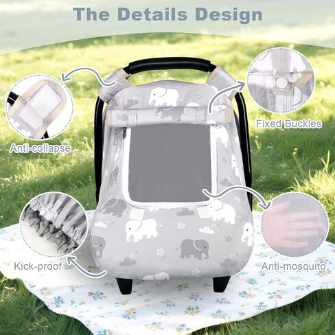 Baby Car Seat Cover Liner, Infant Carseat Cover Liner & Windproof Baby Car Seat Cover, 3D Mink Dot Infant Car Seat Canopy in Saudi Arabia