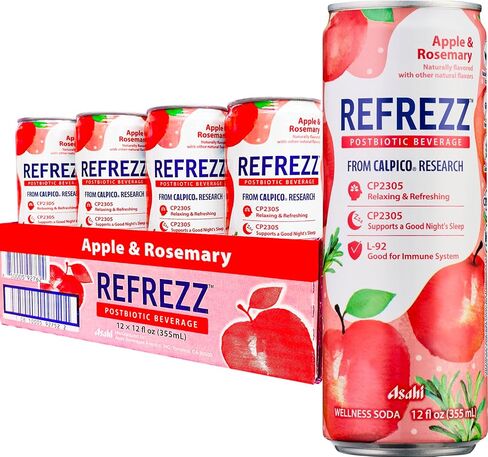 REFREZZ Postbiotic Beverage, Lemon & Ginger, Relaxing and Refreshing, Supports a Good Night's Sleep, Good for Immune System, Gluten Free, Non‑GMO, 35Calories, 12oz (12Cans) in Saudi Arabia
