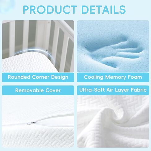 Pack and Play Mattress 38"x26", Tri-fold Portable Pack N Play Mattresses for Playpens, Dual-Layer Crib Mattress with Waterproof Washable Breathable Cover for Infants and Toddlers in Saudi Arabia