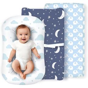 100% Organic Cotton Baby Lounger or Changing Pad Covers with Reenforced Safety Strap Holes. Fits Evolur, Munchkin, Delta, Snuggle Me and More. Multi-Use, Pink for Girl. 3 Pk of Covers Only. in Saudi Arabia