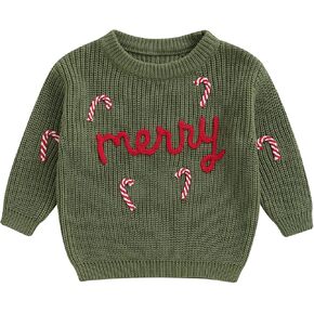 Toddler Baby Girl Boy Sweater Christmas Tree Pompoms Embroidery Knit Sweatshirts Tops Pullover Fall Winter Clothes in Saudi Arabia