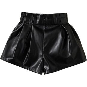 SOLY HUX Toddler Girl's PU Leather Shorts Elastic Waist Straight Leg Loose Casual Shorts in Kuwait