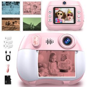 Kids Camera Instant Print 1080P Front Rear Dual Selfie - Kids Digital Camera with Video Games, 32GB & 5-Color Print Paper/ 250 Photos,Easy to Use & Great Toys Gifts for Boys Girls, Ages 3-12 in Saudi Arabia