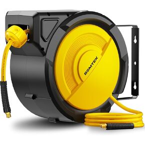 80FT+6.5FT Retractable Air Hose Reel, 3/8" Hybrid Air Hose, Air Compressor Hose Reel with Max 300 PSI Patented Design, Wall Mount Pneumatic Hose Reel for Garage Workshop, 180°Automatic Rewind in Kuwait