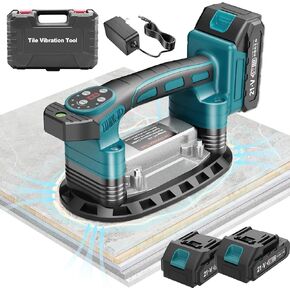 Cordless Tile Vibration Tool, Tile Vibration Leveling Machine with 2 × 1500mah Batteries, Max 28000r/Min 9 Adjust Speed 3-In-1 Portable Tile Suction Cup Tool for Tile, Wood, Floor, Wall in Saudi Arabia