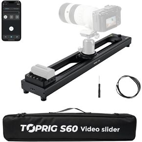 Accsoon Toprig Video Slider, 16''/40cm Motorized Camera Slider with Full Button Control, Support APP-Video Mode/Time-Lapse/Loop Mode, Speed Control Konb, 120° Panoramic Shooting for Photographer in Kuwait
