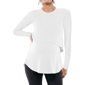 Tankaneo Womens Maternity Nursing Tops Long Sleeve Double Layer Breastfeeding Shirts Pregnancy Clothes in Saudi Arabia