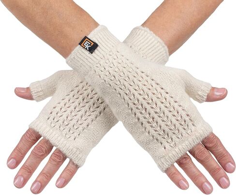 Evolution Knitwear Alpaca Mesh Knit Fingerless Mittens - Made in the USA - Super Soft Baby Alpaca - Small in Saudi Arabia