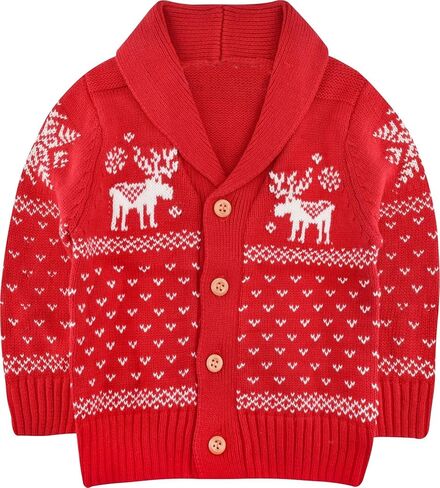ZOEREA Toddler Unisex Baby Button-up Cotton Coat Deer Christmas Cardigan Sweater in Kuwait