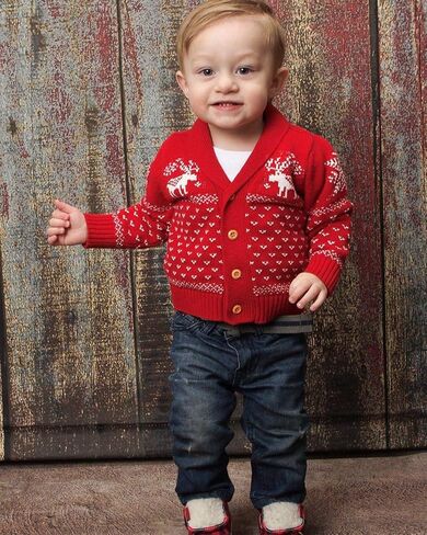 ZOEREA Toddler Unisex Baby Button-up Cotton Coat Deer Christmas Cardigan Sweater in Kuwait