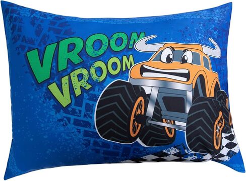 ملاءات سرير للأطفال الصغار من Monster Truck - طقم سرير أطفال مكون من قطعتين للأولاد مقاس سرير أطفال، ملاءة جاهزة مقاس 28 × 52 وكيس وسادة مقاس 20 × 30، ألياف دقيقة ناعمة مسامية ومقاومة للبهتان، يمكن غسلها في الغسالة in Kuwait