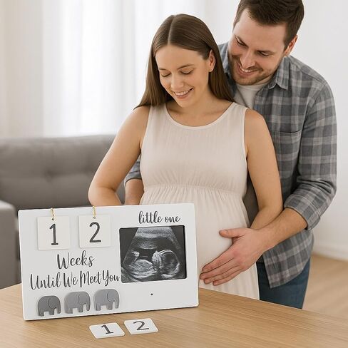 Wonders Ladiess - Baby Sonogram Picture Frame – Ultrasound Photo Frame with Countdown Weeks & Due Date – Pregnancy Announcement Gift for Expecting Parents, First Time Mom & Grandparents – Baby Shower Keepsake Decor in Saudi Arabia