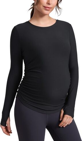 CRZ YOGA Cloudweight Maternity Long Sleeve Tops for Women Ruched Pregnancy Workout Casual Athletic Shirts Soft Lightweight in Saudi Arabia