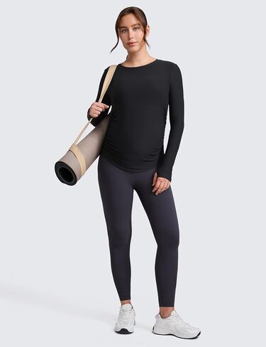 CRZ YOGA Cloudweight Maternity Long Sleeve Tops for Women Ruched Pregnancy Workout Casual Athletic Shirts Soft Lightweight in Saudi Arabia
