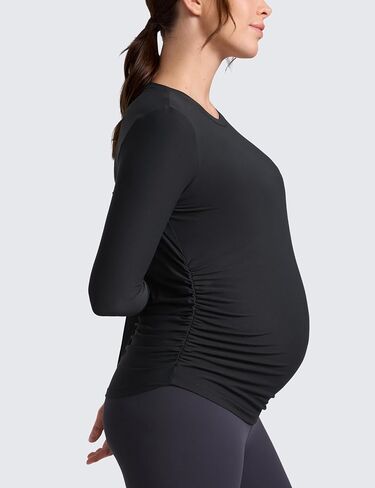 CRZ YOGA Cloudweight Maternity Long Sleeve Tops for Women Ruched Pregnancy Workout Casual Athletic Shirts Soft Lightweight in Saudi Arabia