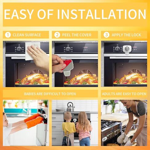 Knob Switch Child Proof Oven Lock Baby Safety Oven Door Lock for Toddlers Heat-Resistant Adhesive no Tools Need or Drill (White-1Pcs) in Saudi Arabia