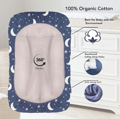 100% Organic Cotton Baby Lounger or Changing Pad Covers with Reenforced Safety Strap Holes. Fits Evolur, Munchkin, Delta, Snuggle Me and More. Multi-Use, Pink for Girl. 3 Pk of Covers Only. in Saudi Arabia