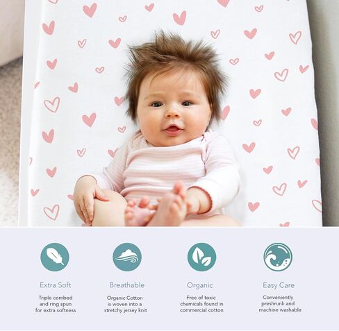 100% Organic Cotton Baby Lounger or Changing Pad Covers with Reenforced Safety Strap Holes. Fits Evolur, Munchkin, Delta, Snuggle Me and More. Multi-Use, Pink for Girl. 3 Pk of Covers Only. in Saudi Arabia
