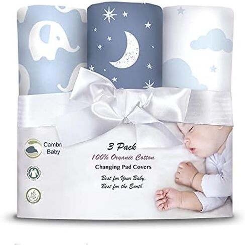 100% Organic Cotton Baby Lounger or Changing Pad Covers with Reenforced Safety Strap Holes. Fits Evolur, Munchkin, Delta, Snuggle Me and More. Multi-Use, Pink for Girl. 3 Pk of Covers Only. in Saudi Arabia