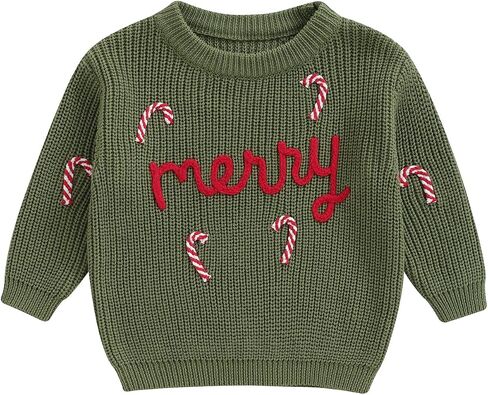 Toddler Baby Girl Boy Sweater Christmas Tree Pompoms Embroidery Knit Sweatshirts Tops Pullover Fall Winter Clothes in Saudi Arabia