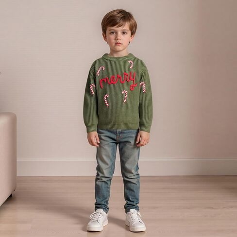 Toddler Baby Girl Boy Sweater Christmas Tree Pompoms Embroidery Knit Sweatshirts Tops Pullover Fall Winter Clothes in Saudi Arabia