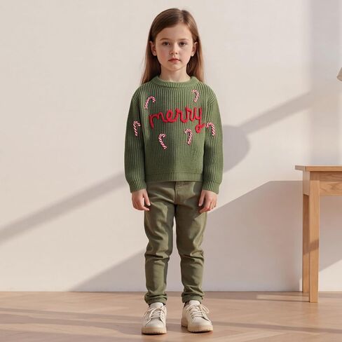 Toddler Baby Girl Boy Sweater Christmas Tree Pompoms Embroidery Knit Sweatshirts Tops Pullover Fall Winter Clothes in Saudi Arabia