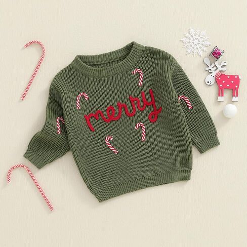 Toddler Baby Girl Boy Sweater Christmas Tree Pompoms Embroidery Knit Sweatshirts Tops Pullover Fall Winter Clothes in Saudi Arabia