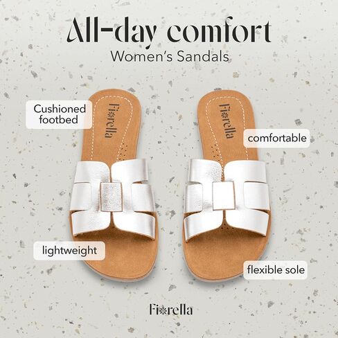 FIORELLA Sandals Women Womens Sandals Comfortable Slides Dress Shoes for Women | Lightweight Summer Shoes Slip-On Flats in Saudi Arabia