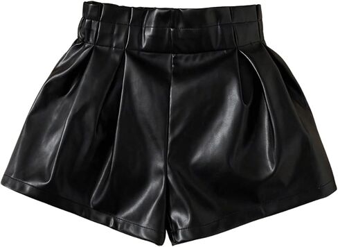 SOLY HUX Toddler Girl's PU Leather Shorts Elastic Waist Straight Leg Loose Casual Shorts in Kuwait