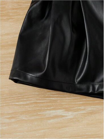 SOLY HUX Toddler Girl's PU Leather Shorts Elastic Waist Straight Leg Loose Casual Shorts in Kuwait