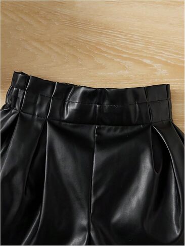SOLY HUX Toddler Girl's PU Leather Shorts Elastic Waist Straight Leg Loose Casual Shorts in Kuwait