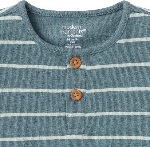 Modern Moments by Gerber baby-boys 2-piece Short-sleeve Henley Shirt and Short Set in Saudi Arabia