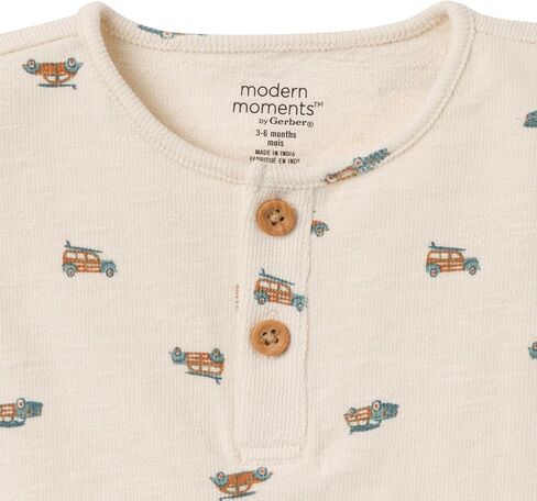 Modern Moments by Gerber Baby Boys 2 Piece Short Sleeve Henley Shirt Shorts in Saudi Arabia