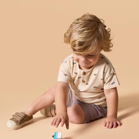 Modern Moments by Gerber Baby Boys 2 Piece Short Sleeve Henley Shirt Shorts in Saudi Arabia