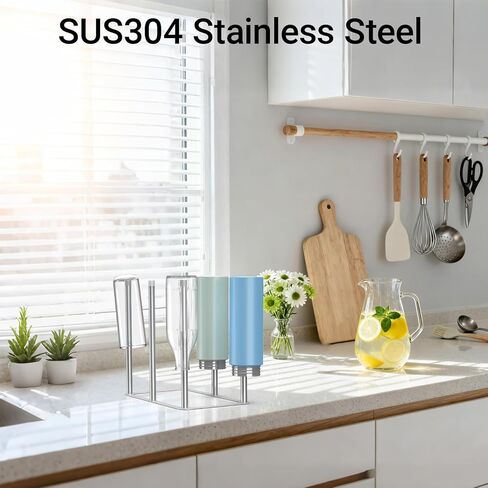 رف تجفيف زجاجات المياه، رف تجفيف زجاجات الأطفال من الفولاذ المقاوم للصدأ، رف تجفيف الأكياس البلاستيكية القابلة لإعادة الاستخدام، رف حامل المطبخ للزجاج والأكواب والأكواب وبرطمانات الماسون والزجاجات الرياضية in Kuwait