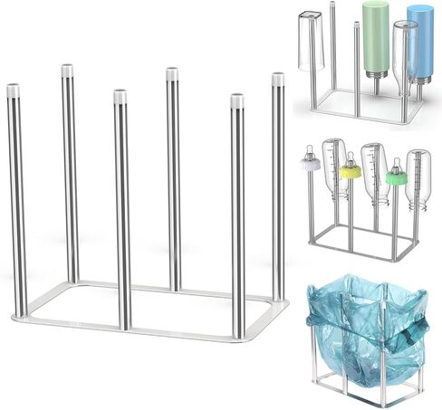 رف تجفيف زجاجات المياه، رف تجفيف زجاجات الأطفال من الفولاذ المقاوم للصدأ، رف تجفيف الأكياس البلاستيكية القابلة لإعادة الاستخدام، رف حامل المطبخ للزجاج والأكواب والأكواب وبرطمانات الماسون والزجاجات الرياضية in Kuwait