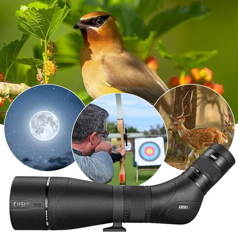 Gosky Flagship DiamondEdge 20-60x80 Spotting Scope with Tripod, Carrying Bag and Quick Phone Holder - BAK4 High Definition Waterproof Spotter Scope for Bird Watching Wildlife observing,Green in Saudi Arabia